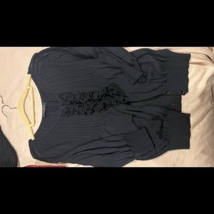 Piazza Sempione black ruffle cotton viscose cardigan size 40